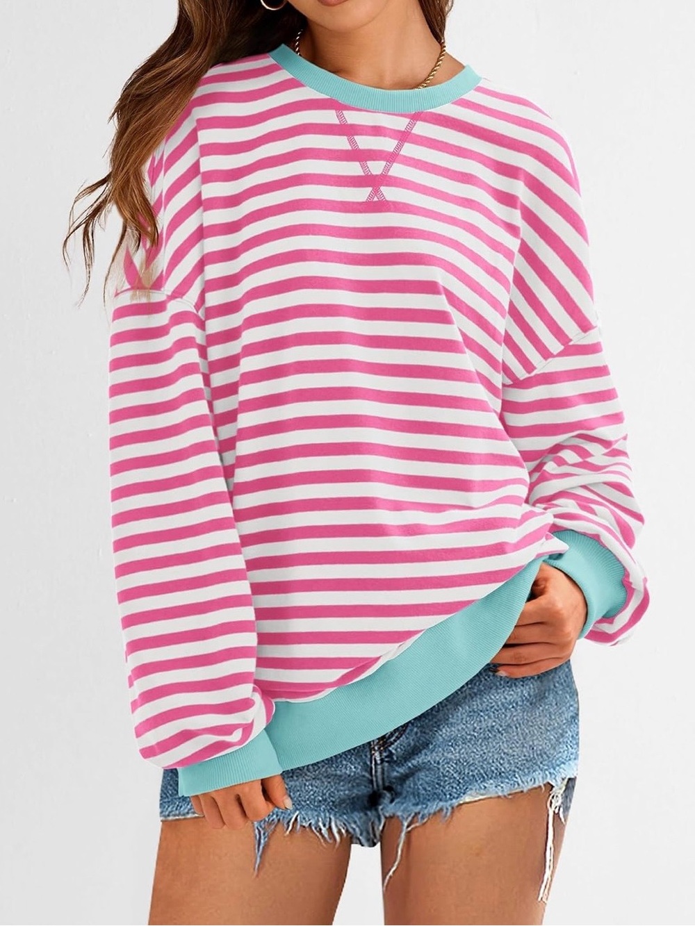 Amazon BTFBM Striped Crew Sweatshirt